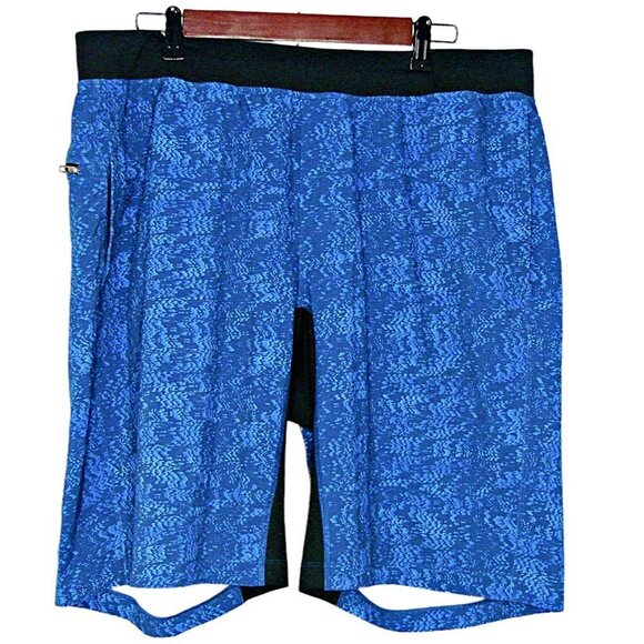 Mens Lululemon Athletica Athletic Shorts Blue Printed Elastic Waist Size XXL - Picture 1 of 11